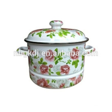 European flower enamel high steamer with full decal